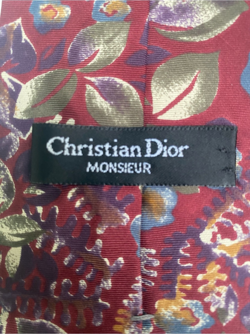 Dior Vintage Christian Dior Monsieur Silk Tie Burgundy Floral - Picture 11 of 15